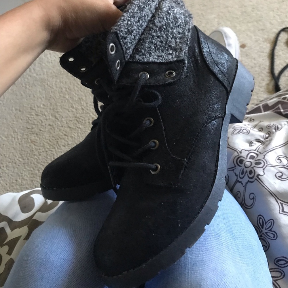 black combat boots